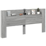 Casa si Gradina - Mobilier - Paturi si accesorii - Accesorii paturi - Tablie de pat cu dulap si LED, gri sonoma, 200x16,5x103,5 cm - Infinity.ro