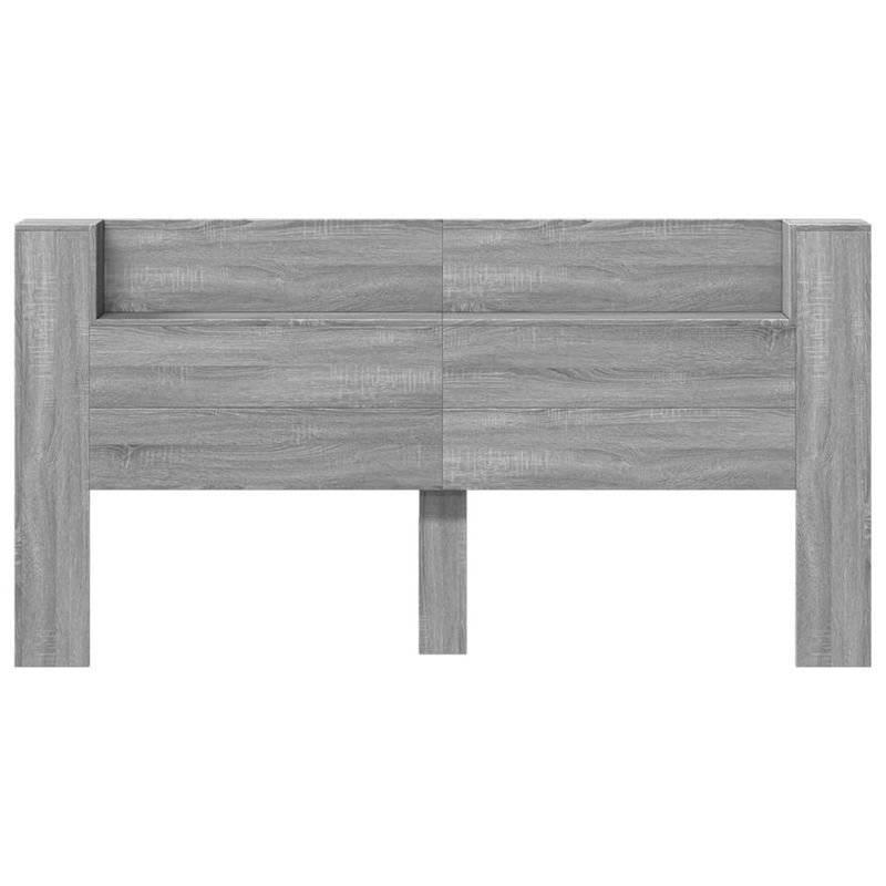 Casa si Gradina - Mobilier - Paturi si accesorii - Accesorii paturi - Tablie de pat cu dulap si LED, gri sonoma, 200x16,5x103,5 cm - Infinity.ro