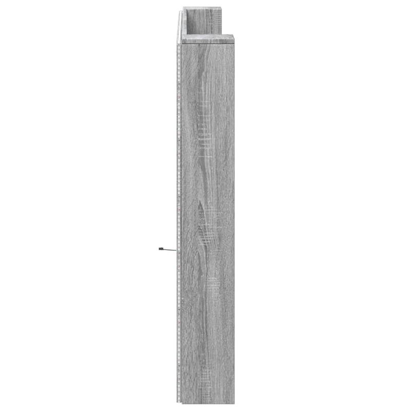 Casa si Gradina - Mobilier - Paturi si accesorii - Accesorii paturi - Tablie de pat cu dulap si LED, gri sonoma, 200x16,5x103,5 cm - Infinity.ro