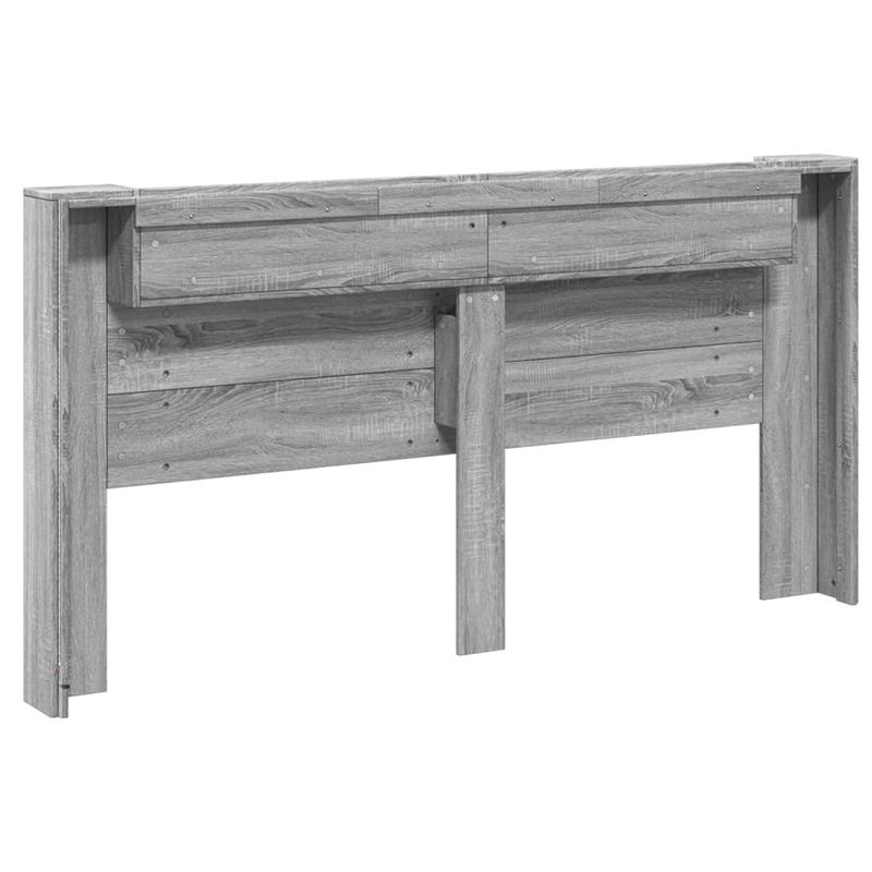 Casa si Gradina - Mobilier - Paturi si accesorii - Accesorii paturi - Tablie de pat cu dulap si LED, gri sonoma, 200x16,5x103,5 cm - Infinity.ro