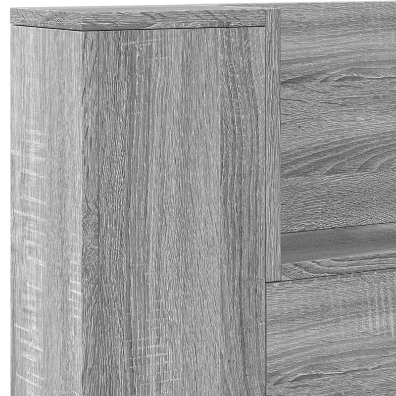 Casa si Gradina - Mobilier - Paturi si accesorii - Accesorii paturi - Tablie de pat cu dulap si LED, gri sonoma, 200x16,5x103,5 cm - Infinity.ro