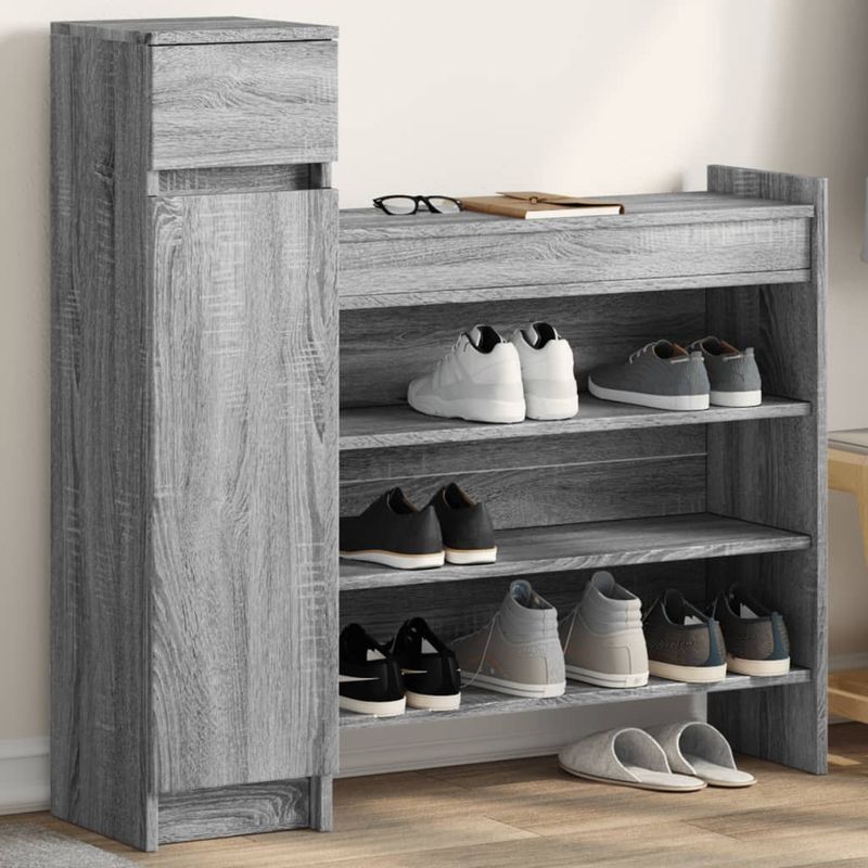Casa si Gradina - Mobilier - Organizare si depozitare - Organizator incaltaminte - Pantofar, gri sonoma, 100,5x28x100 cm, lemn compozit - Infinity.ro