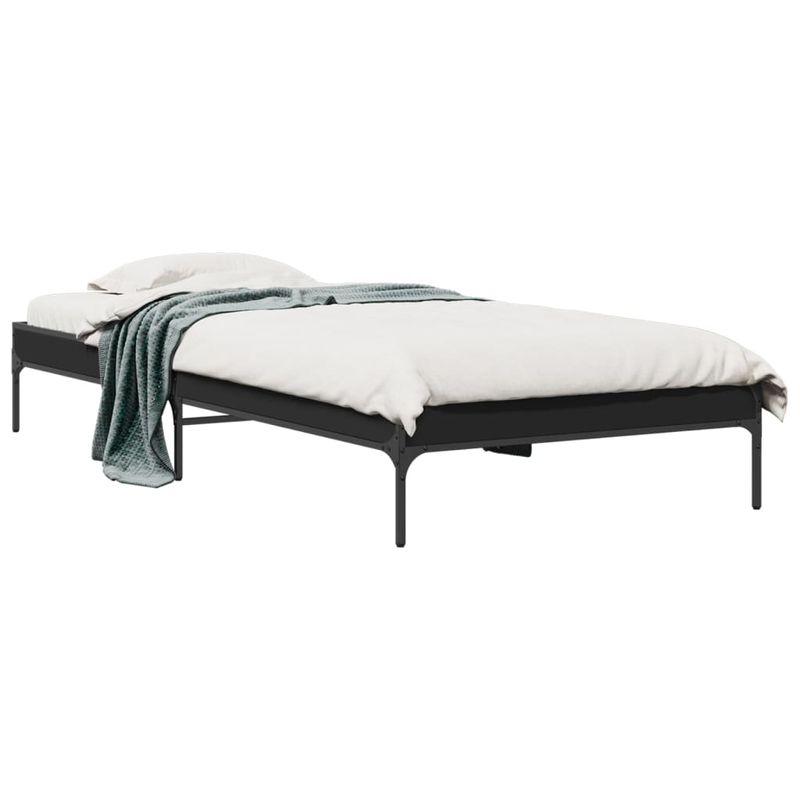 Casa si Gradina - Mobilier - Paturi si accesorii - Paturi - Cadru de pat, negru, 90x190 cm, lemn prelucrat si metal - Infinity.ro