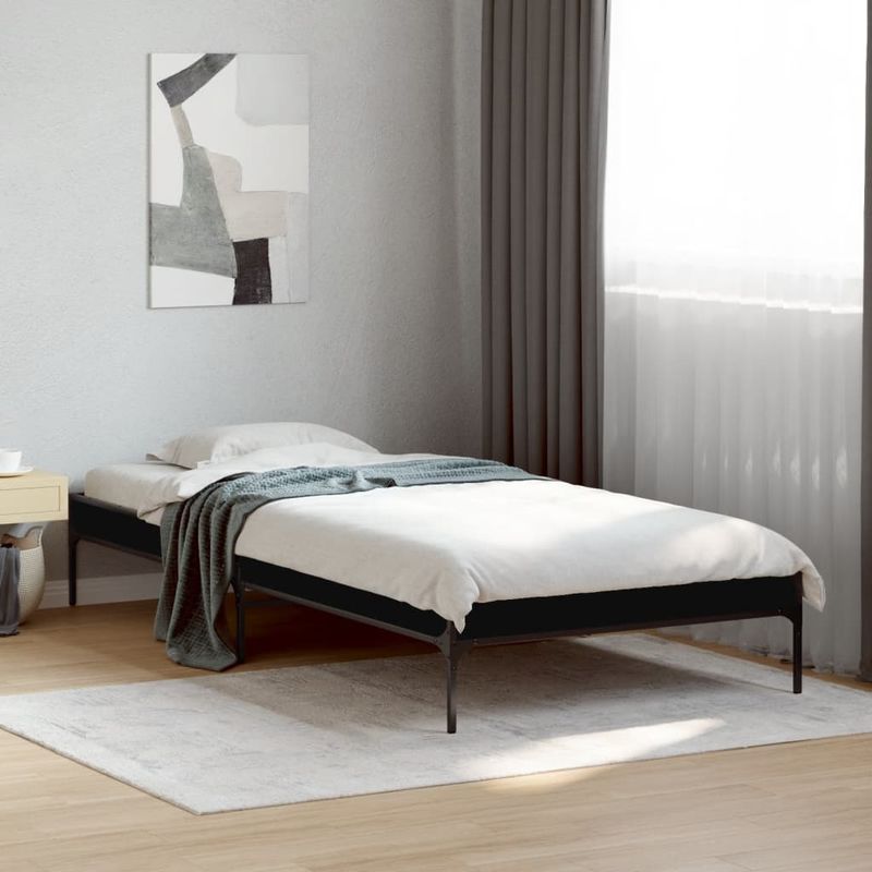 Casa si Gradina - Mobilier - Paturi si accesorii - Paturi - Cadru de pat, negru, 90x190 cm, lemn prelucrat si metal - Infinity.ro