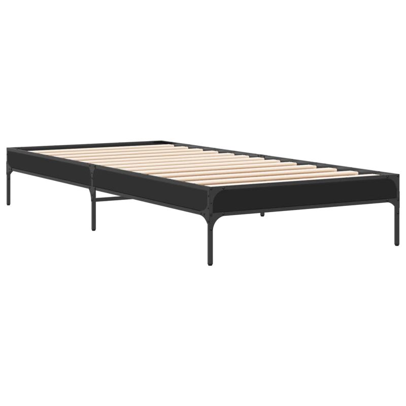 Casa si Gradina - Mobilier - Paturi si accesorii - Paturi - Cadru de pat, negru, 90x190 cm, lemn prelucrat si metal - Infinity.ro