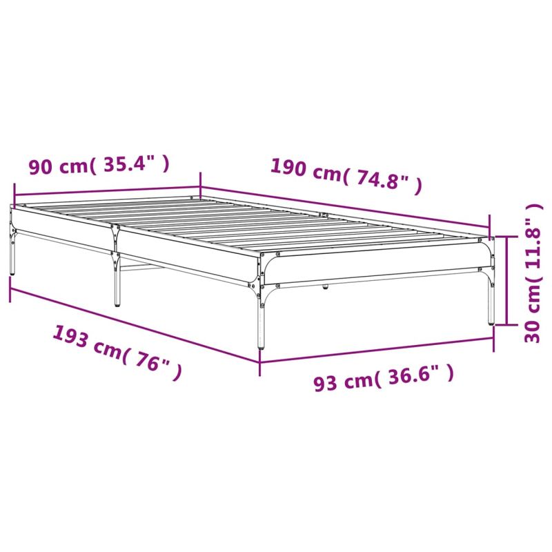 Casa si Gradina - Mobilier - Paturi si accesorii - Paturi - Cadru de pat, negru, 90x190 cm, lemn prelucrat si metal - Infinity.ro