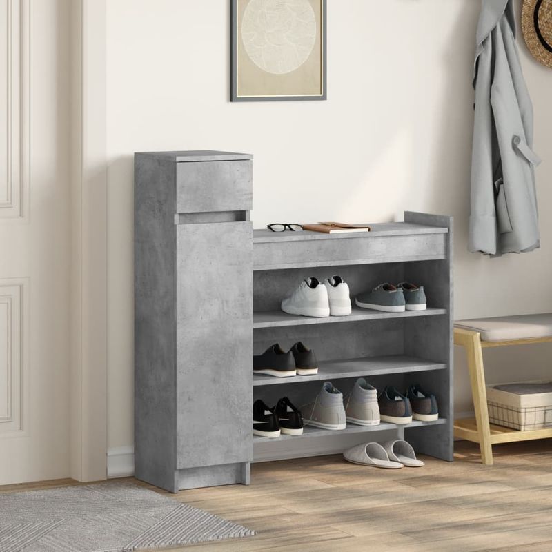 Casa si Gradina - Mobilier - Organizare si depozitare - Organizator incaltaminte - Pantofar, gri beton, 100,5x28x100 cm, lemn prelucrat - Infinity.ro