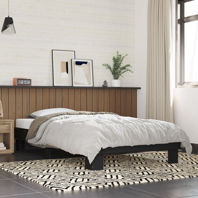 Casa si Gradina - Mobilier - Paturi si accesorii - Paturi - Cadru de pat, negru, 90x200 cm, lemn prelucrat si metal - Infinity.ro
