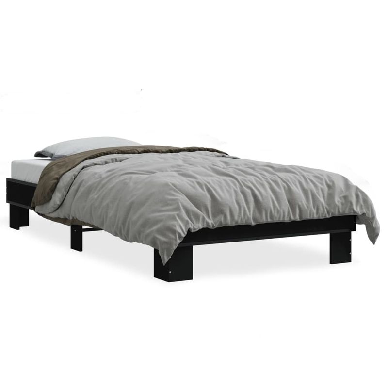 Casa si Gradina - Mobilier - Paturi si accesorii - Paturi - Cadru de pat, negru, 90x200 cm, lemn prelucrat si metal - Infinity.ro