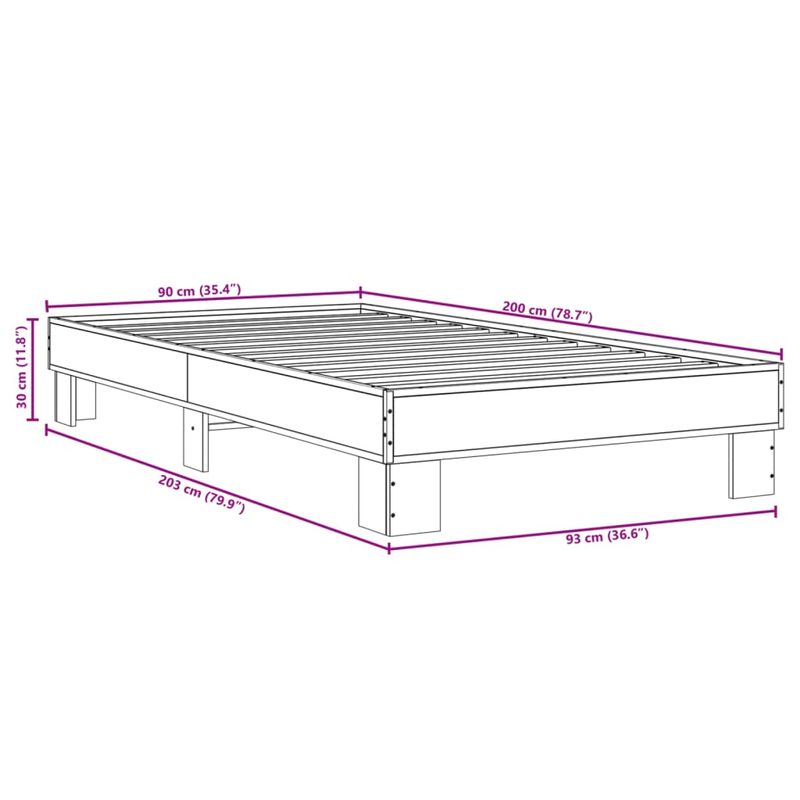 Casa si Gradina - Mobilier - Paturi si accesorii - Paturi - Cadru de pat, negru, 90x200 cm, lemn prelucrat si metal - Infinity.ro