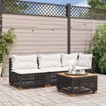 Casa si Gradina - Gradina si terasa - Mobilier exterior - Canapele si fotolii gradina - Canapea de gradina fara cotiere, cu perne, negru, poliratan - Infinity.ro