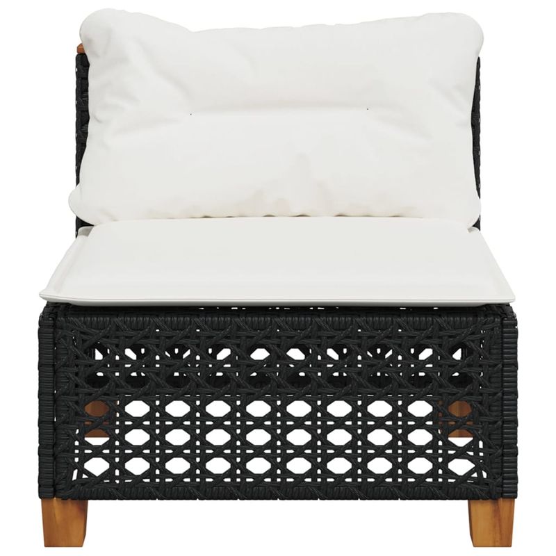 Casa si Gradina - Gradina si terasa - Mobilier exterior - Canapele si fotolii gradina - Canapea de gradina fara cotiere, cu perne, negru, poliratan - Infinity.ro