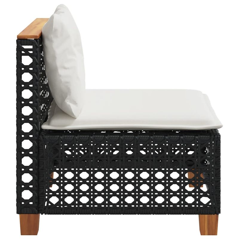 Casa si Gradina - Gradina si terasa - Mobilier exterior - Canapele si fotolii gradina - Canapea de gradina fara cotiere, cu perne, negru, poliratan - Infinity.ro