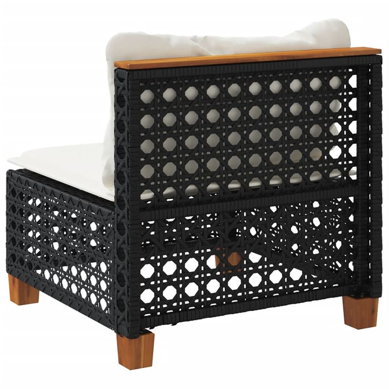 Casa si Gradina - Gradina si terasa - Mobilier exterior - Canapele si fotolii gradina - Canapea de gradina fara cotiere, cu perne, negru, poliratan - Infinity.ro