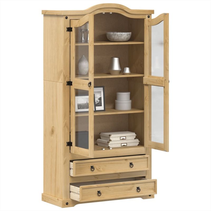 Casa si Gradina - Mobilier - Comode si corpuri - Comode - Vitrina din sticla „Corona” 99x43x187 cm, lemn masiv de pin - Infinity.ro