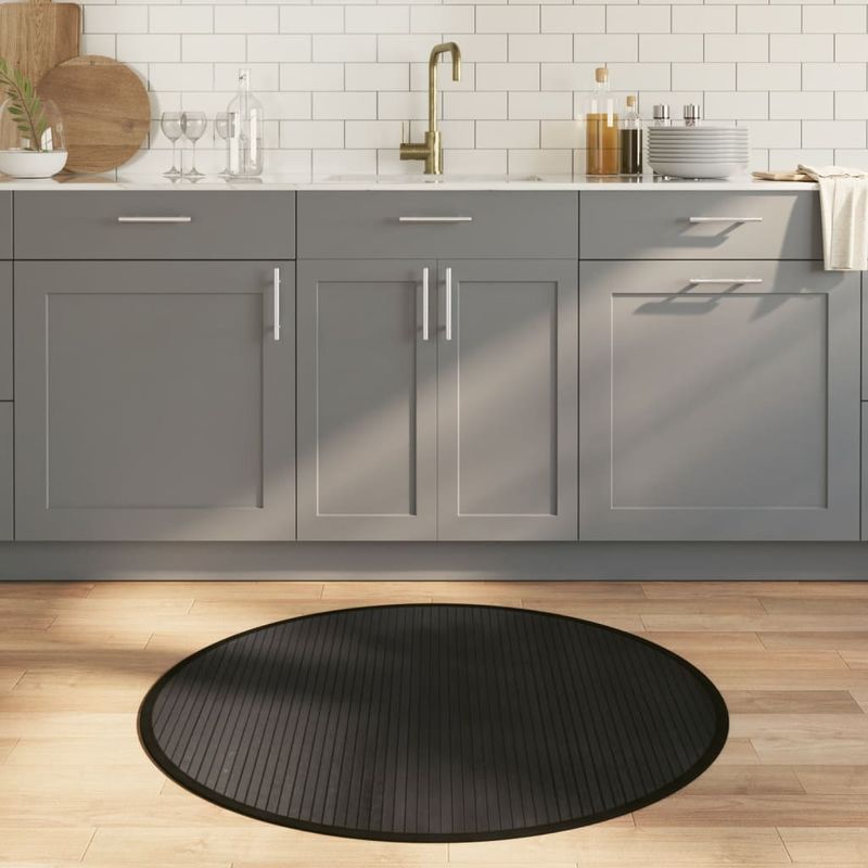 Casa si Gradina - Textile si covoare - Covoare - Covoare casa - Covor rotund, negru, 100 cm, bambus - Infinity.ro