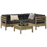Casa si Gradina - Gradina si terasa - Mobilier exterior - Seturi mobila gradina - Set mobilier de gradina cu perne, 5 piese, lemn de pin tratat - Infinity.ro