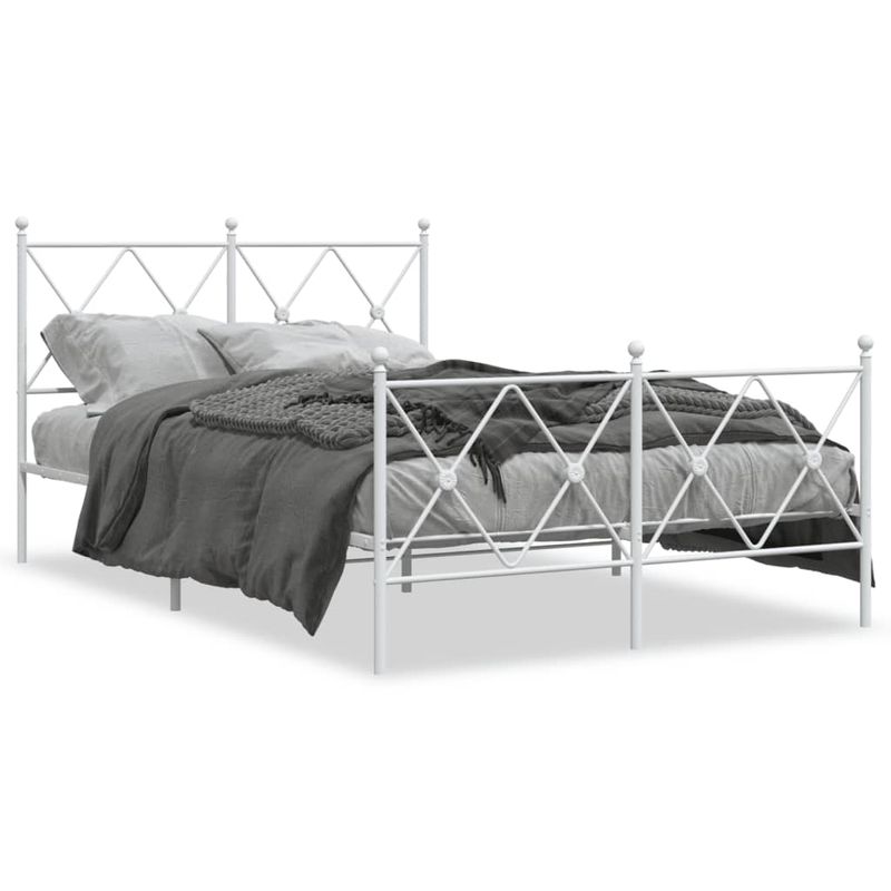 Casa si Gradina - Mobilier - Paturi si accesorii - Paturi - Cadru de pat metalic cu tablie, alb, 120x200 cm - Infinity.ro