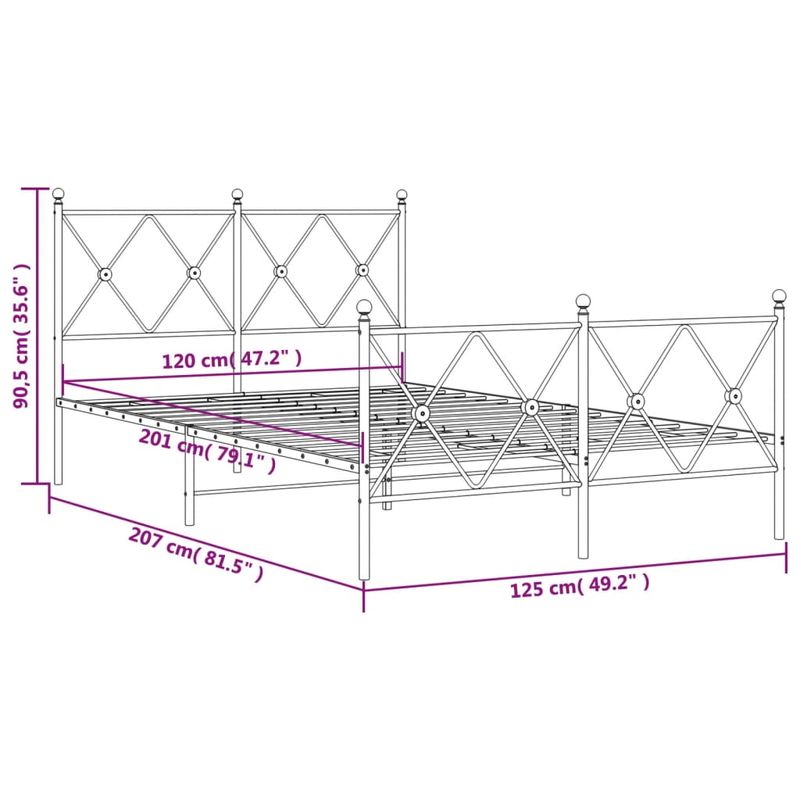 Casa si Gradina - Mobilier - Paturi si accesorii - Paturi - Cadru de pat metalic cu tablie, alb, 120x200 cm - Infinity.ro