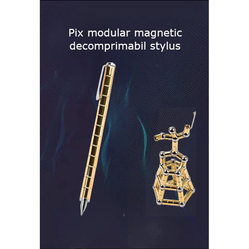 Carti si Birotica - Birotica - Instrumente de scris - Pixuri si stilouri - Set Pix Modular Magnetic Premium cu 30 Bile Magnetice, 14 Inele Magnetice, 2 Stylus-uri si 5 Mine, Auriu - Infinity.ro