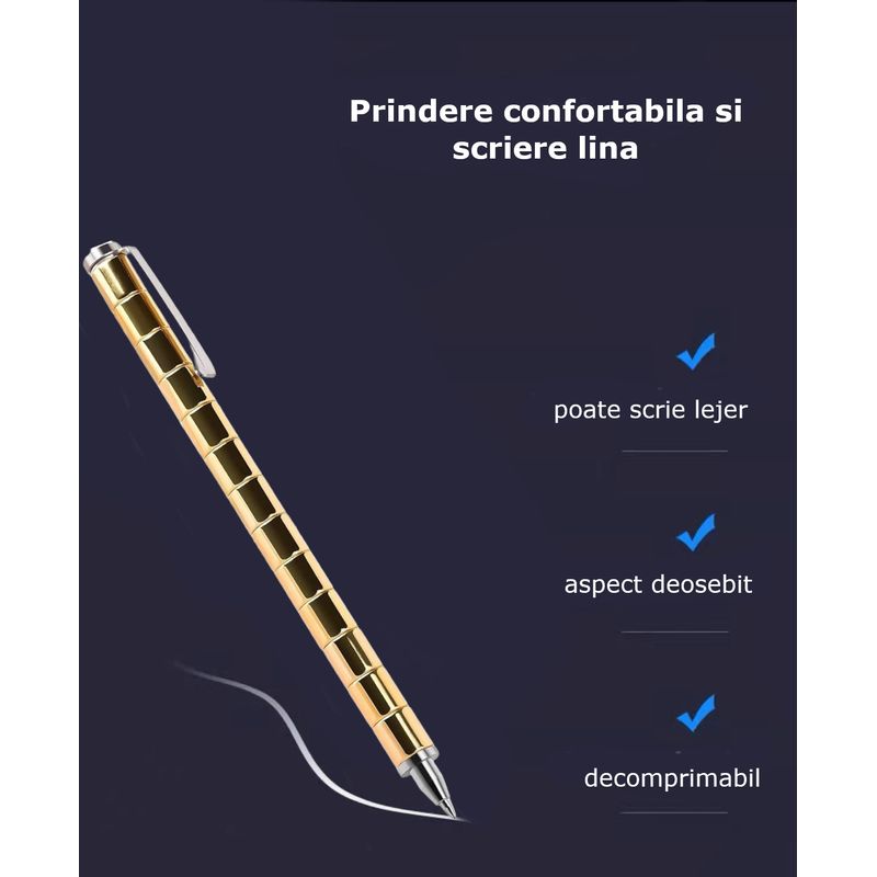 Carti si Birotica - Birotica - Instrumente de scris - Pixuri si stilouri - Set Pix Modular Magnetic Premium cu 30 Bile Magnetice, 14 Inele Magnetice, 2 Stylus-uri si 5 Mine, Auriu - Infinity.ro