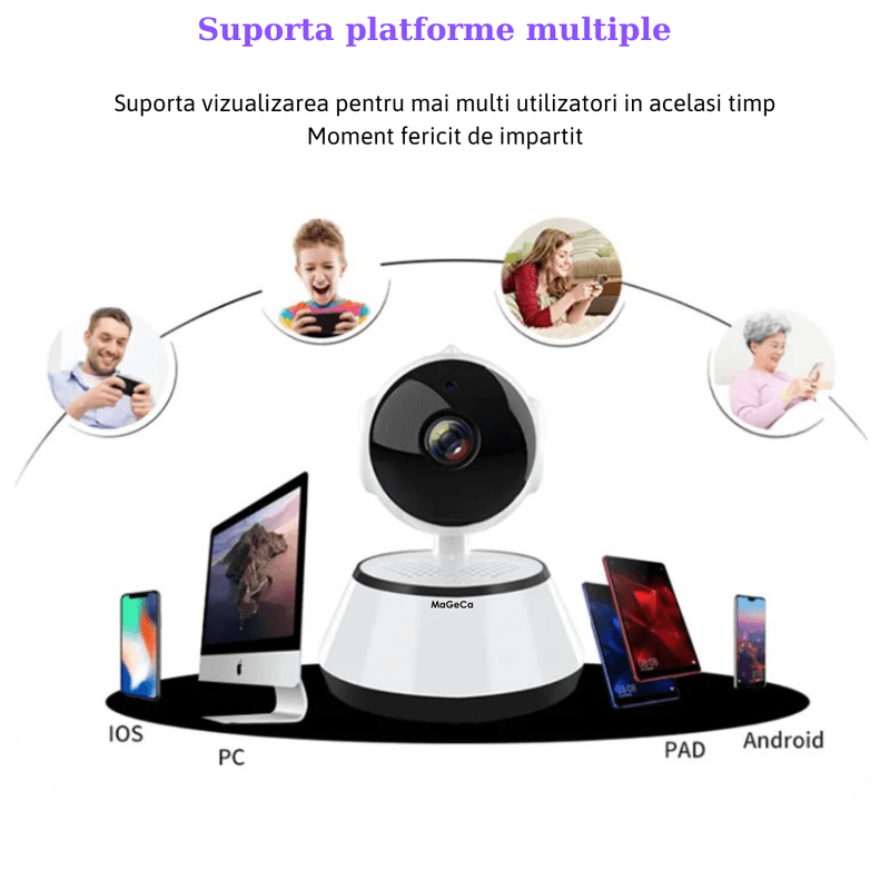 Casa si Gradina - Electrice - Smart Home - Camere de supraveghere - Camera de supraveghere WIFI MaGeCa® HD, vedere nocturna, comunicare bidirectionala, stocare card/cloud, senzor miscare - Infinity.ro