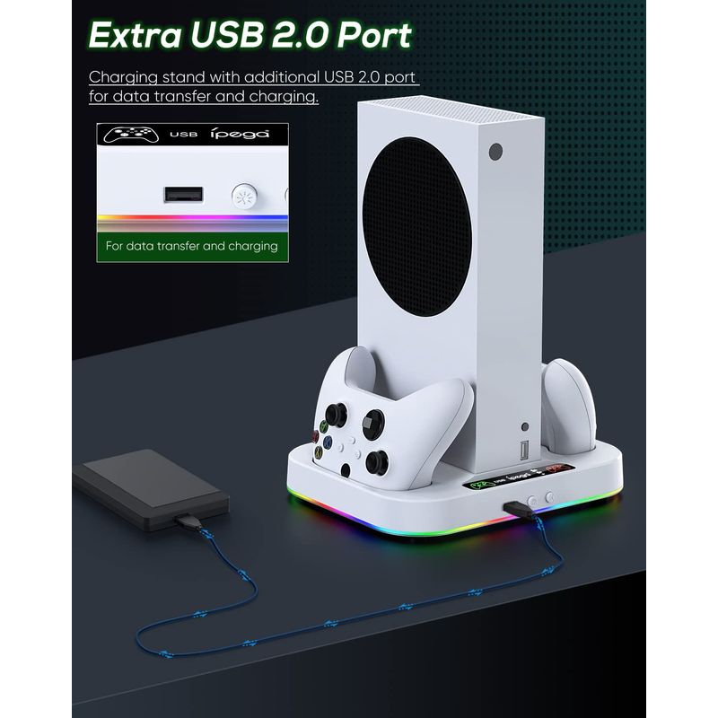 PC, gaming si accesorii - Gaming - Console gaming - Statie de racire compatibila XBOX S Series, port USB 2.0 pentru sincronizare,2 baterii reincarcabile 1400mAH incluse - Infinity.ro