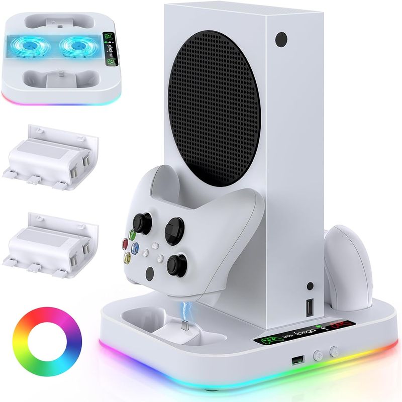 PC, gaming si accesorii - Gaming - Console gaming - Statie de racire compatibila XBOX S Series, port USB 2.0 pentru sincronizare,2 baterii reincarcabile 1400mAH incluse - Infinity.ro