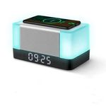Casa si Gradina - Corpuri si surse de iluminat - Veioze si lampi - Veioze - Lampa led RGB, cu incarcare wireless pentru telefon, ceas si boxa bluetooth, compatibila cu iPhone/Samsung/Huawei, Alb - Infinity.ro