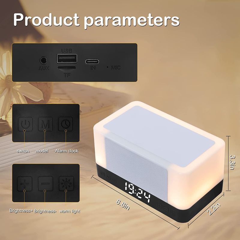 Casa si Gradina - Corpuri si surse de iluminat - Veioze si lampi - Veioze - Lampa led RGB, cu incarcare wireless pentru telefon, ceas si boxa bluetooth, compatibila cu iPhone/Samsung/Huawei, Alb - Infinity.ro