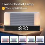 Casa si Gradina - Corpuri si surse de iluminat - Veioze si lampi - Veioze - Lampa led RGB, cu incarcare wireless pentru telefon, ceas si boxa bluetooth, compatibila cu iPhone/Samsung/Huawei, Alb - Infinity.ro
