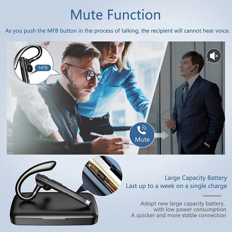 TV, Audio-Video si Foto - Portabile audio - Casti audio - Casca Bluetooth Wireless Axeloni®, BT 5.0, HandsFree, compatibila cu Samsung, iPhone, cutie de incarcare, Negru/Argintiu - Infinity.ro