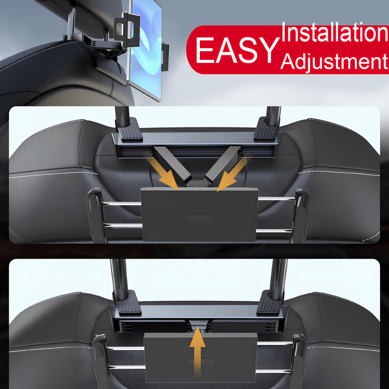 Auto si Moto - Piese auto si accesorii - Interior auto - Accesorii interior - Suport auto tetiera pentru tableta si telefon, Reglabil si pliabil, Aliaj, Negru/Argintiu - Infinity.ro