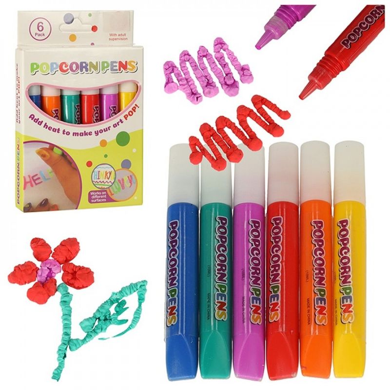 Jucarii, Copii si Bebe - Jucarii si jocuri - Jucarii & jocuri educative - Jocuri si jucarii educative - Set carioca magica cu efect popcorn 3D, 6 carioci,13,5 x 8,5 x 1,5 cm - Infinity.ro