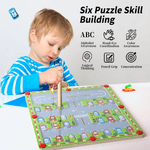 Jucarii, Copii si Bebe - Jucarii si jocuri - Jucarii & jocuri educative - Jucarii interactive - Labirint cu masini magnetice inscriptionate cu litere, parcheaza masina pe litera corecta cu pixul magnetic, 30x30x1.5cm - Infinity.ro