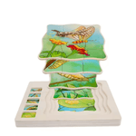 Jucarii, Copii si Bebe - Jucarii si jocuri - Jucarii & jocuri educative - Jocuri si jucarii educative - Puzzle din lemn in 5 straturi cu ciclul de viata al fluturelui, 22x18x2cm - Infinity.ro