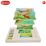 Jucarii, Copii si Bebe - Jucarii si jocuri - Jucarii & jocuri educative - Jocuri si jucarii educative - Puzzle din lemn in 5 straturi cu ciclul de viata al fluturelui, 22x18x2cm - Infinity.ro