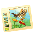 Jucarii, Copii si Bebe - Jucarii si jocuri - Jucarii & jocuri educative - Jocuri si jucarii educative - Puzzle din lemn in 5 straturi cu ciclul de viata al fluturelui, 22x18x2cm - Infinity.ro