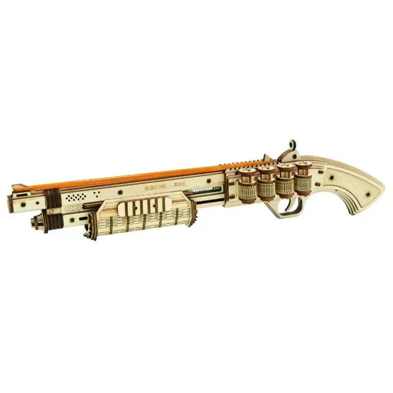 Jucarii, Copii si Bebe - Jucarii si jocuri - Jocuri si puzzle - Puzzle - Puzzle 3D, set constructie pusca de vanatoare din lemn, soldati ca tinte, 170 piese, DIY - Infinity.ro