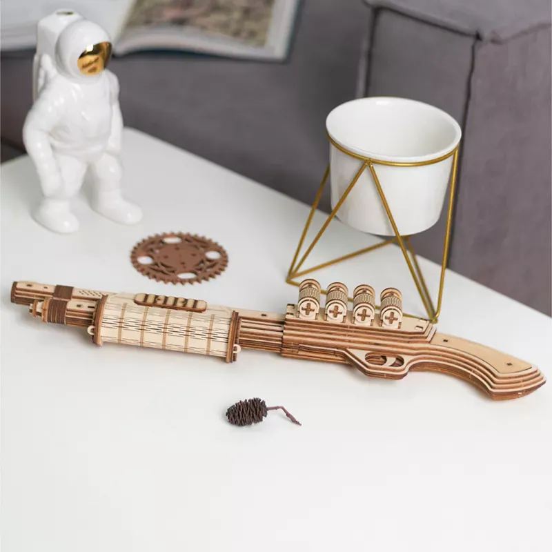 Jucarii, Copii si Bebe - Jucarii si jocuri - Jocuri si puzzle - Puzzle - Puzzle 3D, set constructie pusca de vanatoare din lemn, soldati ca tinte, 170 piese, DIY - Infinity.ro