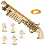 Jucarii, Copii si Bebe - Jucarii si jocuri - Jocuri si puzzle - Puzzle - Puzzle 3D, set constructie pusca de vanatoare din lemn, soldati ca tinte, 170 piese, DIY - Infinity.ro