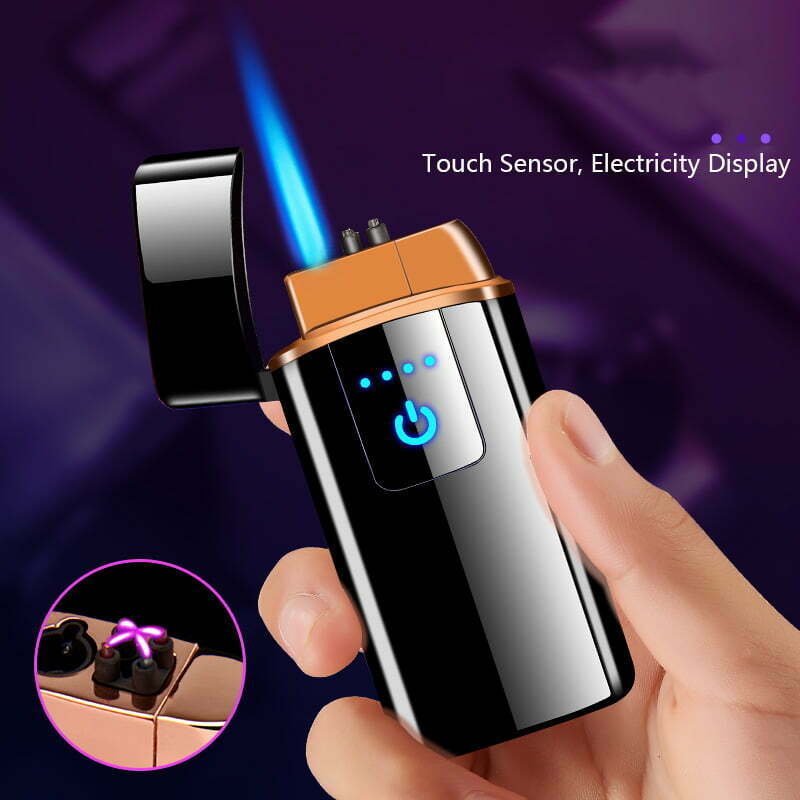 Market - Tutun si tigari - Articole si accesorii tutun - Bricheta MBrands HYBRID electronica si gaz, Dublu Arc , aprindere touch ,incarcare USB - Alb Mat - Infinity.ro