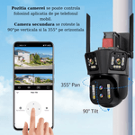 Casa si Gradina - Electrice - Smart Home - Camere de supraveghere - Camera de supraveghere PTZ, Tripla, 4 lentile, 4MPx4, 8K Ultra HD, 10xZoom, WI-FI, Alarma audio si luminoasa - Infinity.ro