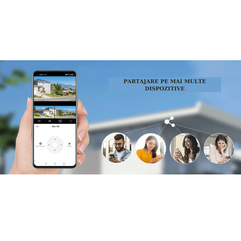 Casa si Gradina - Electrice - Smart Home - Camere de supraveghere - Camera de supraveghere PTZ, Tripla, 4 lentile, 4MPx4, 8K Ultra HD, 10xZoom, WI-FI, Alarma audio si luminoasa - Infinity.ro