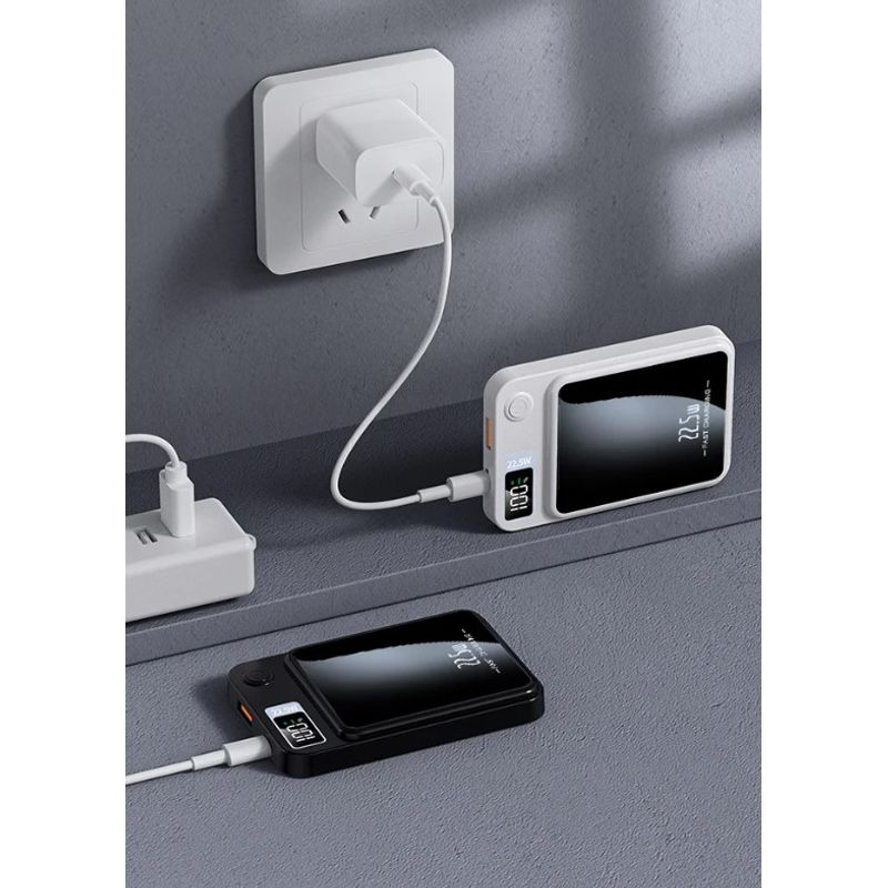 Laptop, Telefoane si Tablete - Telefoane mobile si accesorii - Accesorii Telefoane - Baterii externe - Baterie Externa DolphinMC®, Incarcare wireless, Usb C, Magsafe, Fast Charge 15W, Power Bank 10.000 mAh, Negru - Infinity.ro