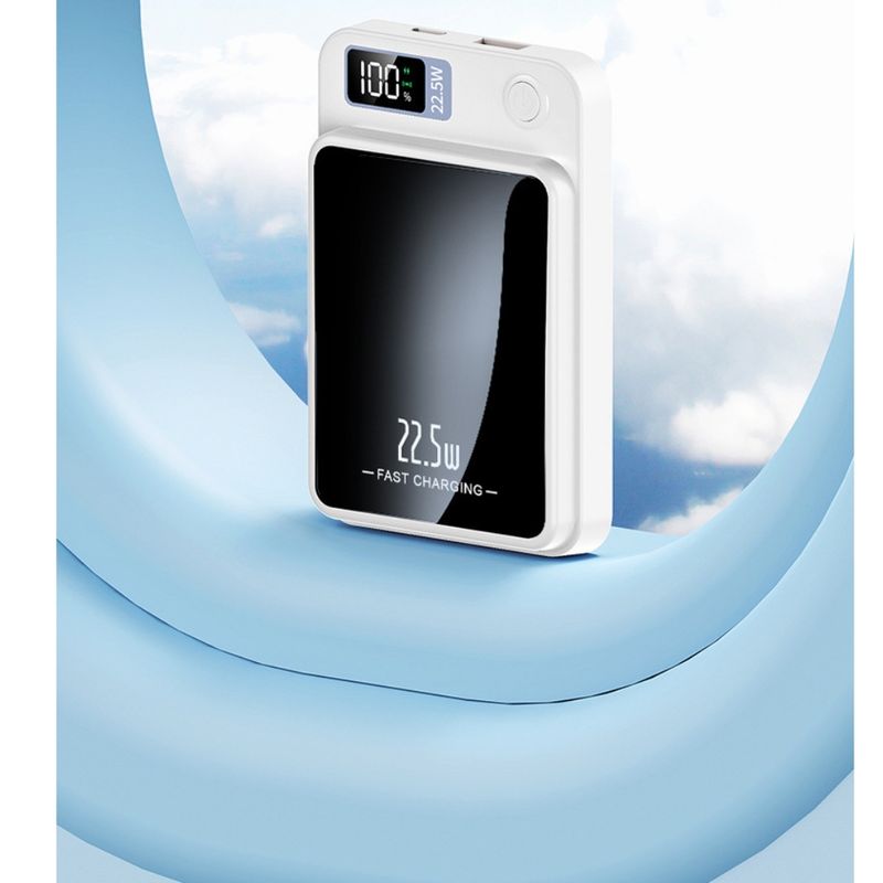 Laptop, Telefoane si Tablete - Telefoane mobile si accesorii - Accesorii Telefoane - Baterii externe - Baterie Externa DolphinMC®, Incarcare wireless, Usb C, Magsafe, Fast Charge 15W, Power bank 10.000 mAh, Alb - Infinity.ro