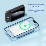 Laptop, Telefoane si Tablete - Telefoane mobile si accesorii - Accesorii Telefoane - Baterii externe - Baterie Externa DolphinMC®, Incarcare wireless, Usb C, Magsafe, Fast Charge 15W, Power bank 10.000 mAh, Alb - Infinity.ro