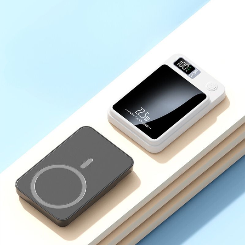 Laptop, Telefoane si Tablete - Telefoane mobile si accesorii - Accesorii Telefoane - Baterii externe - Baterie Externa DolphinMC®, Incarcare wireless, Usb C, Magsafe, Fast Charge 15W, Power bank 10.000 mAh, Alb - Infinity.ro