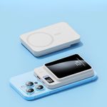 Laptop, Telefoane si Tablete - Telefoane mobile si accesorii - Accesorii Telefoane - Baterii externe - Baterie Externa DolphinMC®, Incarcare wireless, Usb C, Magsafe, Fast Charge 15W, Power bank 10.000 mAh, Alb - Infinity.ro