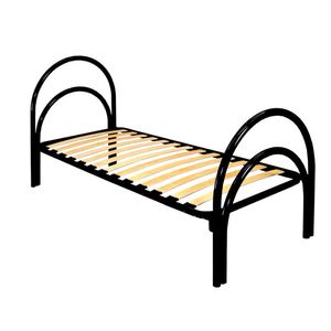 Pat cu structura metalica si 14 lamele lemn, Iseo, 80x200 x 30/73 cm